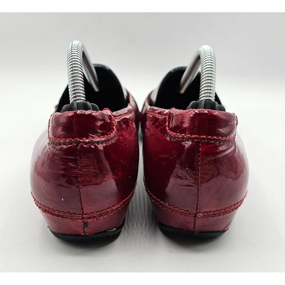 Ecco Womens Hanna Shoes Size‎ 37 Red Patent Leather Button Wedge Heel Ballet